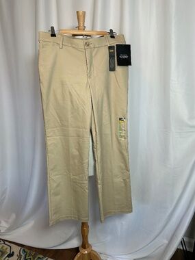 NWT WOMEN'S LEE MID RISE COMFORT WAIST KHAKI TROUSERS - SIZE 10 SHORT